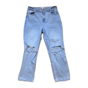 Abercrombie & Fitch 90s Straight Jeans 32x27 Ultra High Rise Curve Love Distress